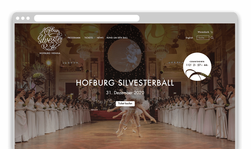 Screenshot Webdesign Hofburg Website Silvesterball